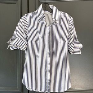 Navy/ white striped button down